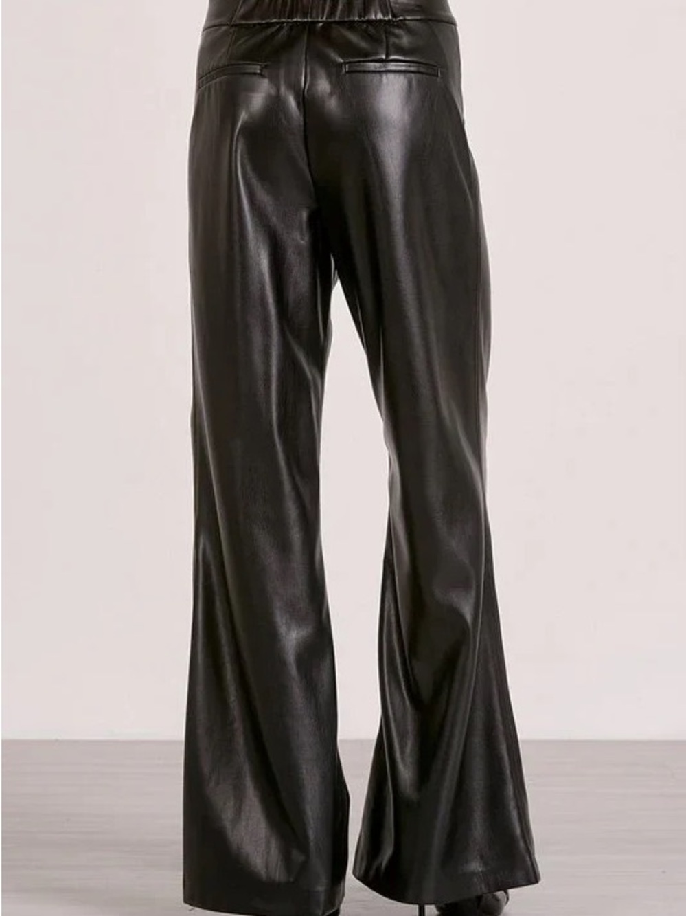 Elan Black Faux Leather Wide-Leg Pants